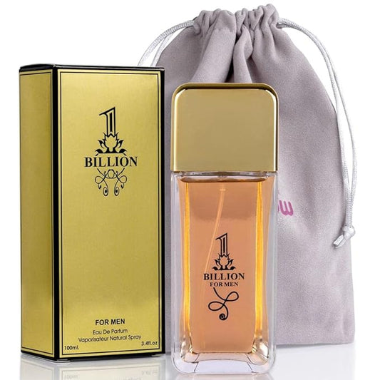 1 Billion- Eau De Toilette Spray Perfume, Fragrance For Men- Daywear, Casual Daily Cologne Set with Deluxe Suede Pouch- 3.4 Oz Bottle- Ideal EDT Beauty Gift for Birthday, Anniversary