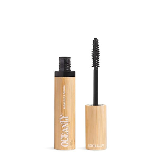 ATTITUDE Oceanly Serum Infused Mascara, EWG Verified, Eye Lash Serum, Length + Volume, Vegan Beauty and Makeup, Black, 0.24 Oz