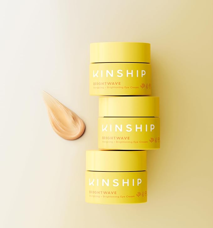 Kinship Brightwave Vitamin C Under Eye Brightener Cream for Sensitive Skin | Dark Circles Under Eye Treatment | Diminishes Fine Lines | Hydrating Eye Cream w/Antioxidants | Fragrance Free, (0.5 Oz)