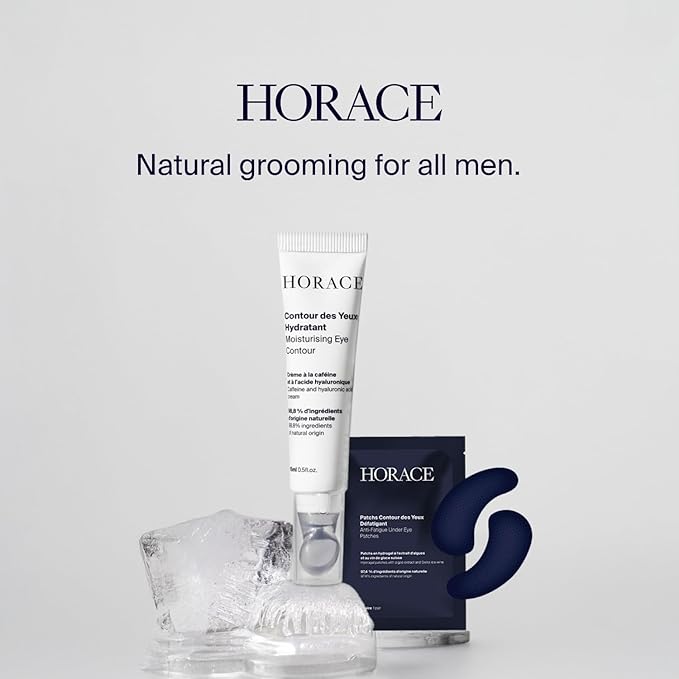 HORACE Under-Eye Moisturizer for Men - Anti-Fatigue Eye Cream to Reduce Dark Circles and Puffiness - Hydrating & Smoothing Skincare Formula for All Skin Types - Unscented, 15ml