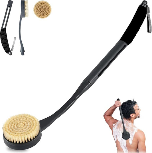 Back Brush Long Handle for Shower, 20.5” Back Bath Brush for Shower, Back Scrubber, Exfoliation and Improved Skin Health for Elderly with Limited Arm Movement, Disabled