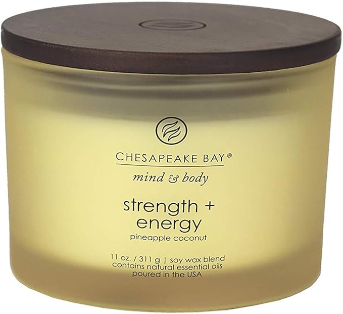 Chesapeake Bay Candle Scented Candle, Strength + Energy (Pineapple Coconut), 3-Wick Coffee Table Jar, Home Décor