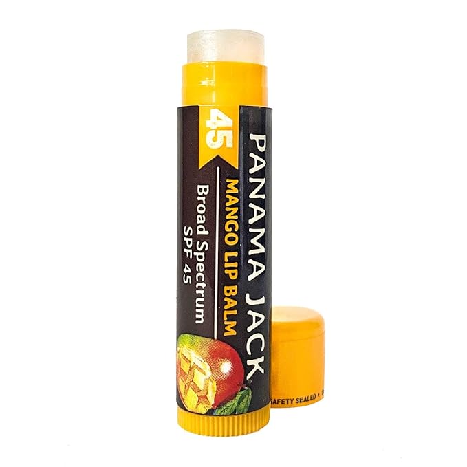 Panama Jack Sunscreen Lip Balm - SPF 45, Broad Spectrum UVA-UVB Sunscreen Protection, Prevents & Soothes Dry, Chapped Lips, Mango, 12-pack