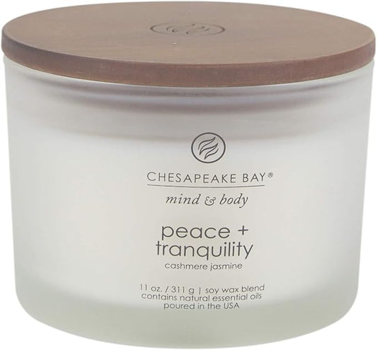 Chesapeake Bay Candle Scented Candle Peace + Tranquility (cashmere jasmine) 3-Wick Coffee Table Jar