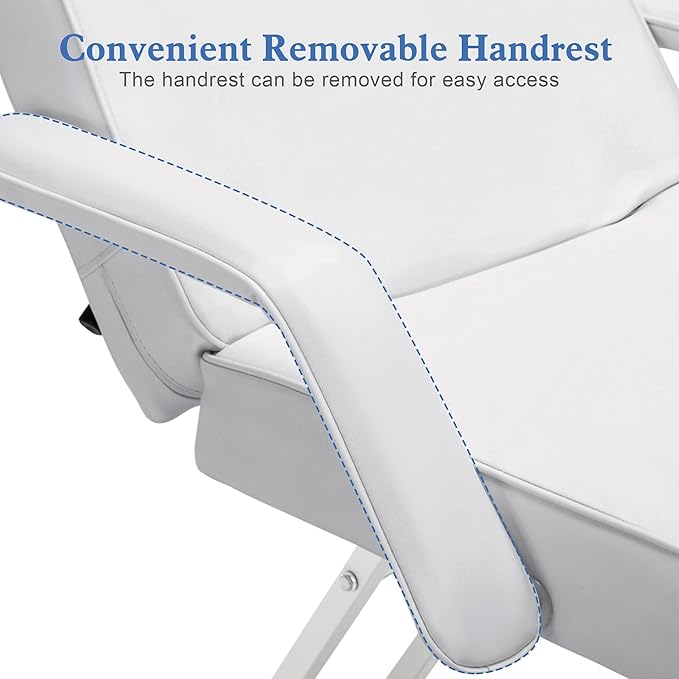 BarberPub Adjustable Tattoo Chair, 72 inches Tattoo Table, Multi-Purpose Facial Chair for Client, Esthetician Bed 0015 (White)