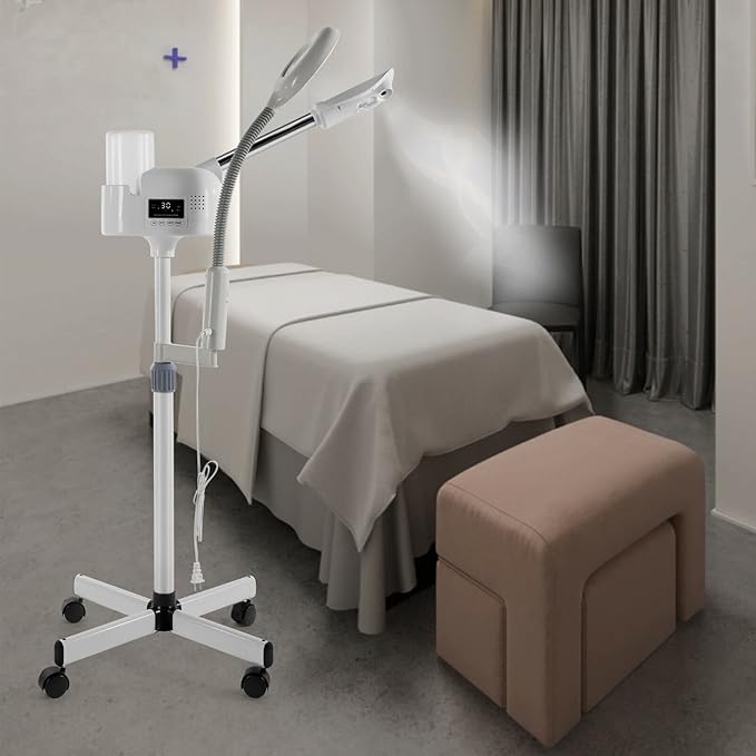 Professional 2 in 1 Facial Steamer Upgrade Esthetician Steamer with 5X LED Magnifying Lamp Beauty Salon Spa