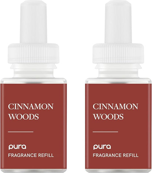 PuraHome Scent Refill - Smart Home Air Diffuser - Up to 120-Hours of Luxury Fragrance per Refill - Home Essential - Clean & Safe Diffuser Fragrance - 2 Pack, Cinnamon Woods