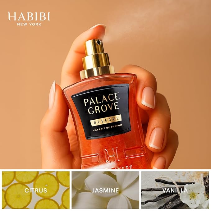 H HABIBI Palace Grove Extrait De Parfum – Cologne for Men & Perfume for Women, 2.5 oz Long Lasting Unisex Fragrance with Mandarin & Vanilla, Arabian Scent