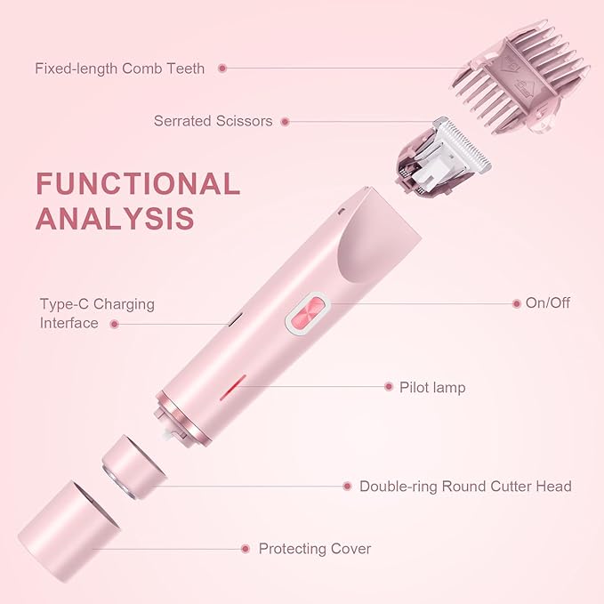 2025 New Bikini Trimmer for Women,Dermave Bikini Shaver,2-in-1 Electric Razors for Women(Pink)