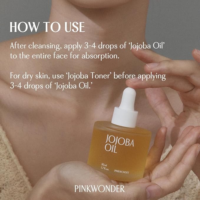PINKWONDER USDA Organic Jojoba Oil | 100% Pure, Cold-Pressed & Vitamin E-Rich Oil for Skin | Non-Greasy, Fast-Absorbing for Face 0.33oz(10ml, Jojoba oil)
