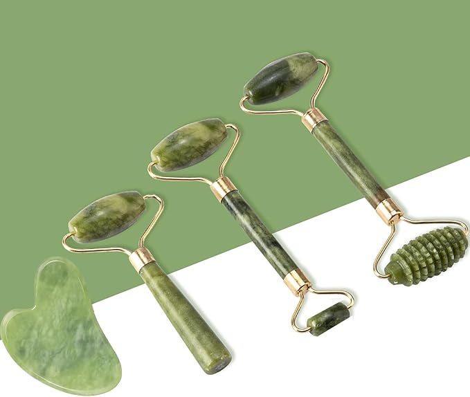 Jade Roller and Gua Sha Set,Gua Sha Facial Tools,Face Roller,Jade Roller for Face,Guasha Tools for Face,Self Care Kit for Men Women