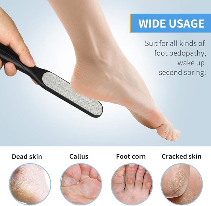 Fu Store 2 Pack Foot Files Callus Remover Stainless Steel Foot Rasp and Dual Sided Feet File Professional Scrubber Pedicure Tools Premium for Feet Care Remove Hard Skin