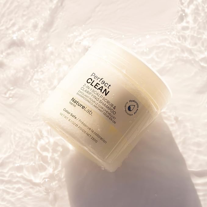 NatureLab.TOKYO Perfect Clean Scalp Scrub & Clarifying Shampoo - Exfoliating Sugar Crystals, Probiotic Sake Water, Hyaluronic Acid - 2-in-1 Deep Scalp Cleanser for Shine & Hydration, 8.1 oz, Original