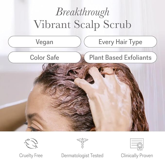 NULASTIN Vibrant Scalp Scrub - Exfoliating Dry Scalp Treatment, Moisturizer & Cleanser to Lift Buildup - Detoxifying Pre-Shampoo for Elastin Replenishment, Vegan & Color Safe, Minty Fresh (6.7 Fl. Oz)