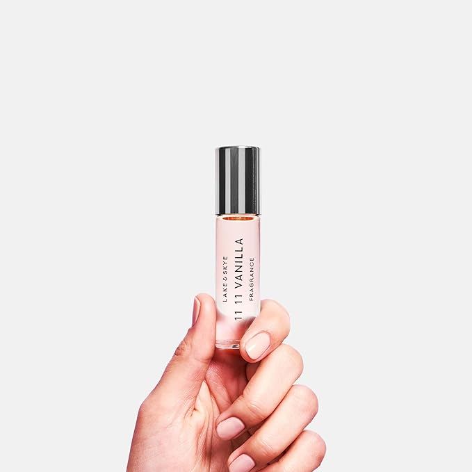 Lake & Skye 11 11 Vanilla Fragrance Oil Rollerball 0.33 fl oz (10ml), Unisex Perfume, Vanilla, Sheer Amber and Apple Notes, Soft and Warm Scent, Oil-Based Formula, Long Lasting Fragrance