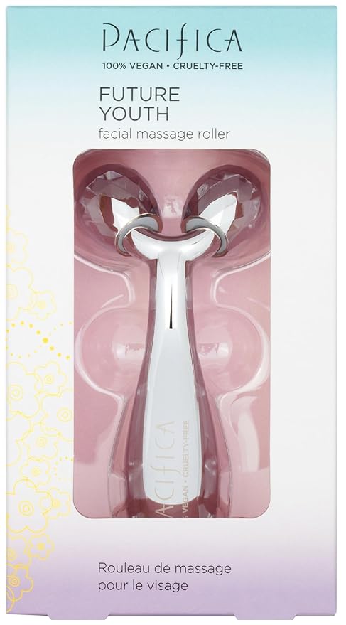 Pacifica Future Youth Stainless Steel Face Roller – Cooling Dual Gua Sha Facial Massager for Sculpting, Contouring & De-Puffing – Anti-Aging Skin Care Tool for Wrinkles & Fine Lines Lymphatic Drainage
