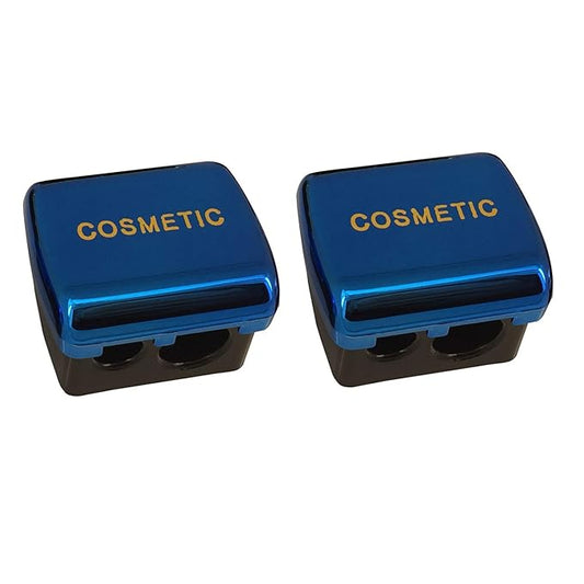 Dual Makeup Sharpener (2 Pack) for Cosmetic Eyebrow Eyeliner Pencil Blue