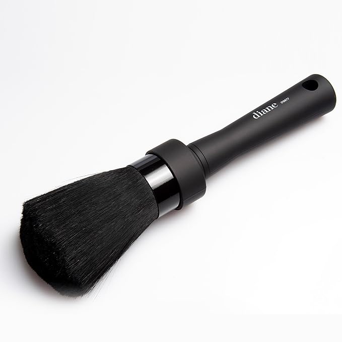Diane Professional Long Handle Neck Duster Brush for Hair Cutting, Removes Loose Hair from Neckline and Ears, Soft Nylon Bristles, Stand Up Base, 9”