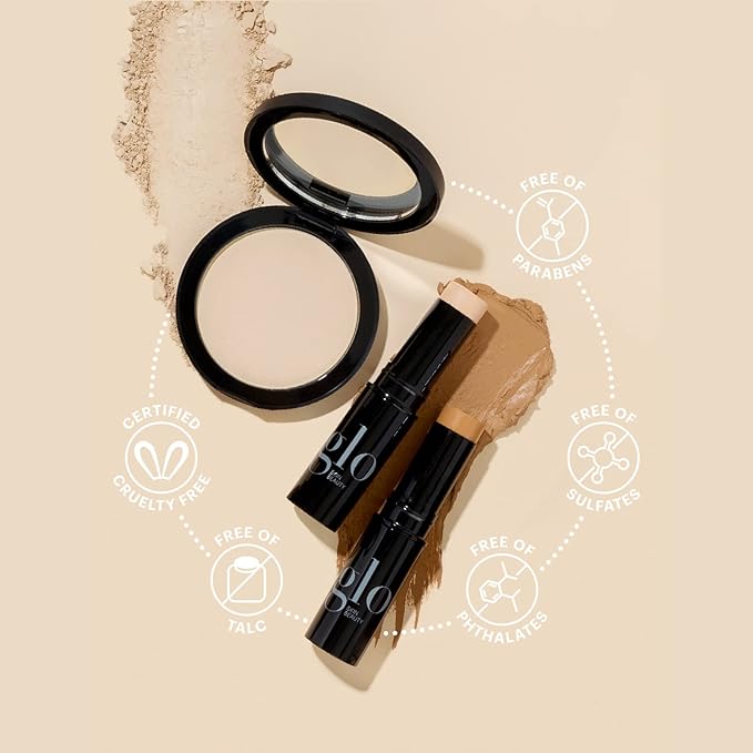 Glo Skin Beauty Pressed Base Powder Foundation Makeup (Cocoa Medium) - Flawless Coverage for a Radiant Natural, Second-Skin Finish