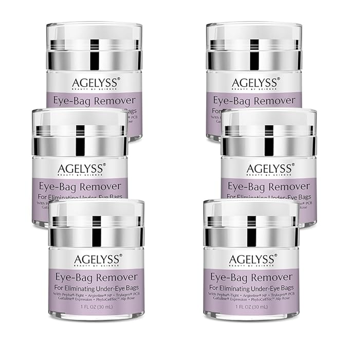Agelyss Eye-Bag Cream - Deep Hydration - Puffiness, Dark Circles, and Wrinkles - Paraben-Free, Cruelty-Free, Vegan - Pack of 6