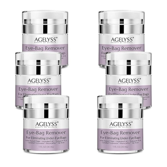 Agelyss Eye-Bag Cream - Deep Hydration - Puffiness, Dark Circles, and Wrinkles - Paraben-Free, Cruelty-Free, Vegan - Pack of 6