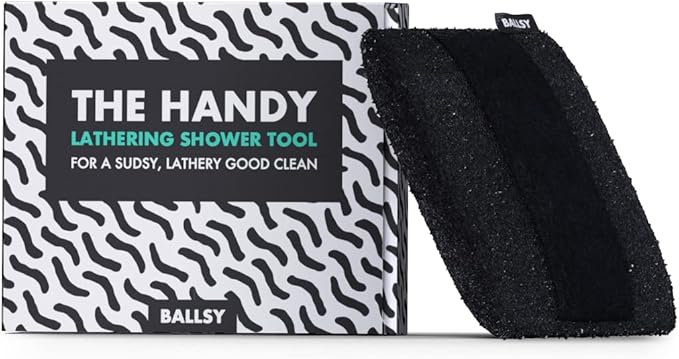 Ballsy Handy Shower Tool Sponge for Generating Extra Suds, with Gently Exfoliating Design