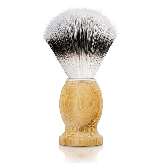 Hand Crafted Shaving Brush for Vegans, Synthetic Hair Bristle for Wet Shave, Comfortable Bamboo Handle, Best Gift for Bearded Man