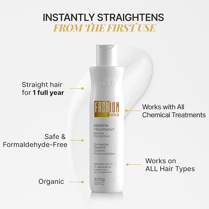Keratin Hair Treatment, 6 USES per Bottle, Keratina para Alisar el Pelo, Alisado Brasileño Keratina Permanente, Alisados Organicos SIN FORMOL, Nanoplastia, 300 grs