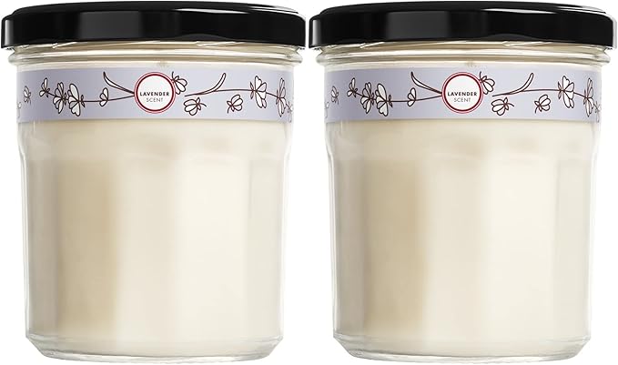 MRS. MEYER'S CLEAN DAY Lavender Soy Candle, Garden-Inspired Aromatherapy Homekeeping, 35 Hour Burn Time, Made with Essential Oils, 7.2 oz Large Glass Jar Candles (Pack of 2)