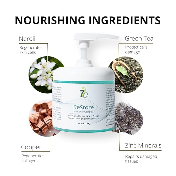 7E Wellness Myolift Restore Conductive Gel with Bio-Active Complex - 16oz - Facial Skin Care Products with Green Tea Extract, Hyaluronic Acid&Collagen Peptides,Anti Aging &Skin Tightening 16oz-Pack 1