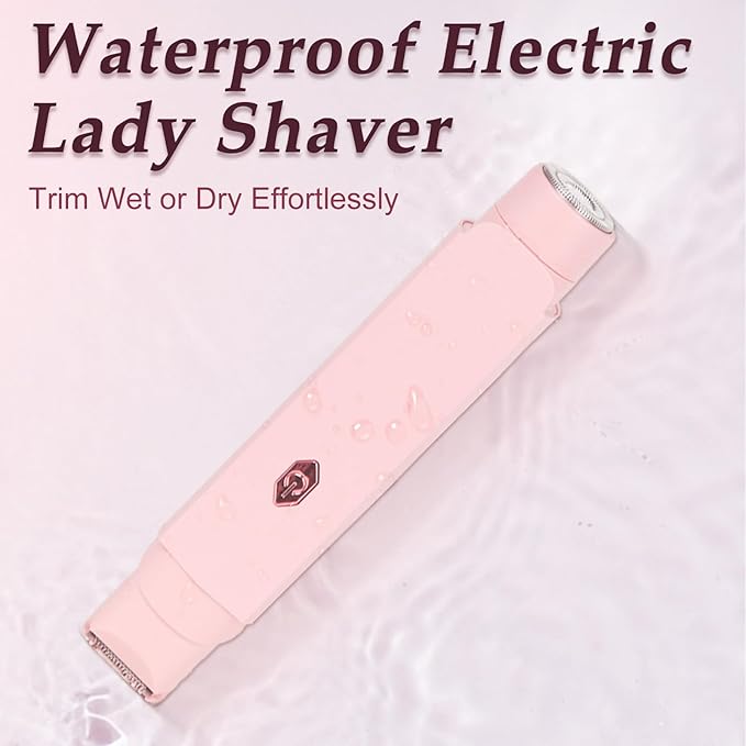 2-in-1 Bikini Trimmer for Women & Electric Women's Shaver,Rechargeable,Gentle Hair Removal for Sensitive Skin(Pink)