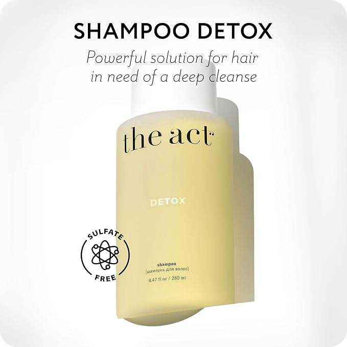 Detox Shampoo - Organic, Moisturizing, Restorative Care for All Hair Types, Curly and Color Treated Hair - Deep Cleansing, Sulfate Free, Vegan, for Women Men, 9.47 fl oz