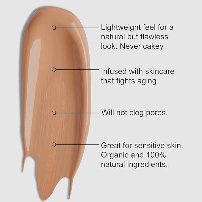 BaeBlu Organic Aloe-Based LUX Liquid Foundation, Natural Vegan Gluten-Free Made in USA, Cinnamon