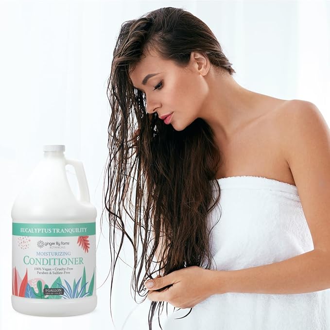Ginger Lily Farms Botanicals Moisturizing Conditioner for Dry Hair, Eucalyptus Tranquility, 100% Vegan & Cruelty-Free, 1 Gallon (128 fl oz) Refill