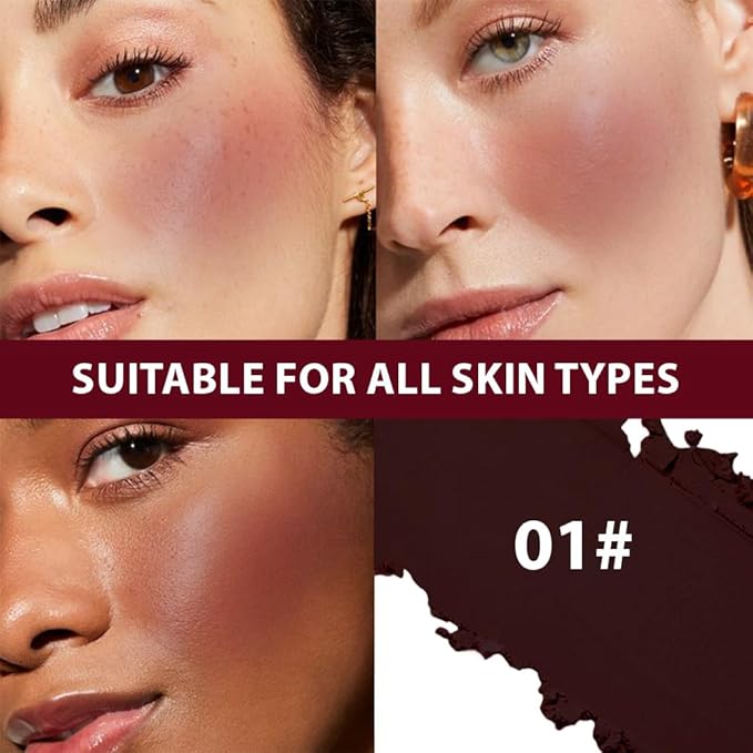 Powder Matte Blush Cheeks Face Makeup for Women With Mirror and Powder Puff Monochrome Blushes Lightweight,Smooth,Blendable,Fade and Transfer-Resistant Baked Blush,Effortless Matte Natural Finish