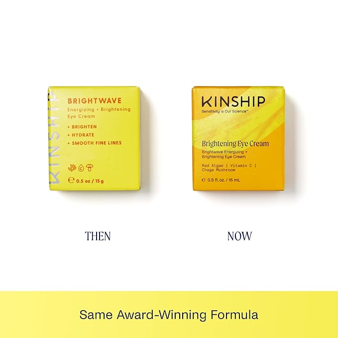 Kinship Brightwave Vitamin C Under Eye Brightener Cream for Sensitive Skin | Dark Circles Under Eye Treatment | Diminishes Fine Lines | Hydrating Eye Cream w/Antioxidants | Fragrance Free, (0.5 Oz)