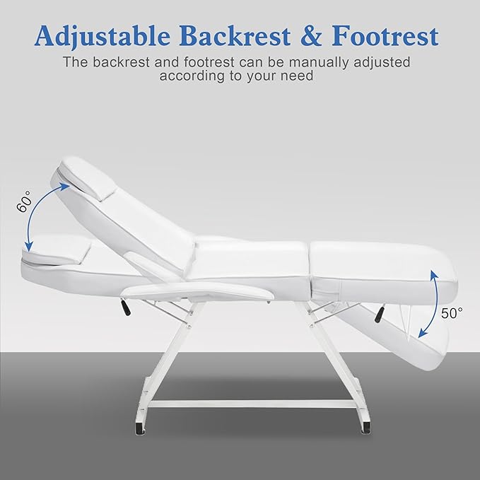 BarberPub Adjustable Tattoo Chair, 72 inches Tattoo Table, Multi-Purpose Facial Chair for Client, Esthetician Bed 0015 (White)