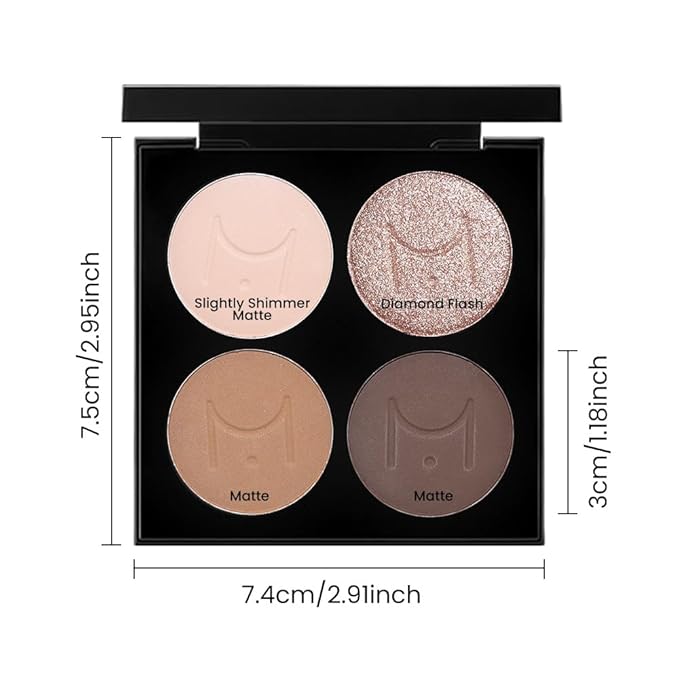 4 Colors Eyeshadow Makeup Palette,Nude Champagne Gold Light Dark Brown Natural Neutral Eye Shadow Palette with Mirror,Long Lasting Naturing-Looking,Waterproof