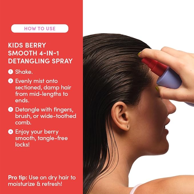 Evereden Kids Detangler Spray: 4-in-1 Leave-In Hair Spray | Detangle, Moisturize, Strengthen, & Protect | Easily Tackle Even the Toughest Knots | Clean & Vegan All types of Hair Product for Kids