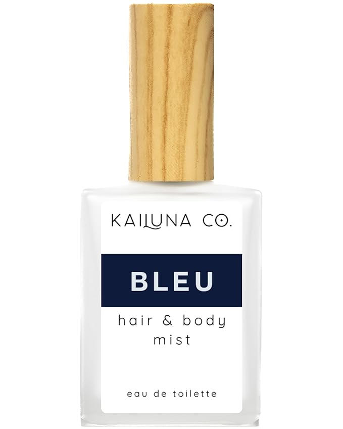 Bleu for Men Natural Hair & Body Mist Spray, Pure Essential and Fragrance Oils, Alcohol-Free, Handmade in California, 0.5Fl Oz