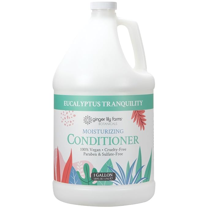 Ginger Lily Farms Botanicals Moisturizing Conditioner for Dry Hair, Eucalyptus Tranquility, 100% Vegan & Cruelty-Free, 1 Gallon (128 fl oz) Refill