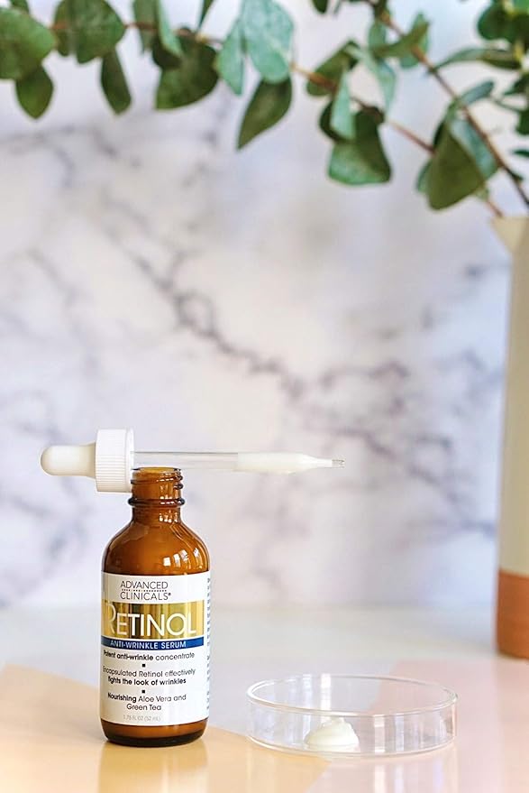 Advanced Clinicals Retinol Serum For Face | Visible Anti Aging Retinol Serum Skin Care Face Moisturizer With Vitamin E Helps Improve Look Of Wrinkles, Fine Lines, & Uneven Skin Tone, 1.75 Fl Oz