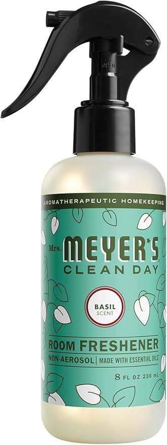 MRS. MEYER'S CLEAN DAY Room and Air Freshener Spray, Non-Aerosol Spray Bottle Infused with Essential Oils, Basil, 8 fl. oz