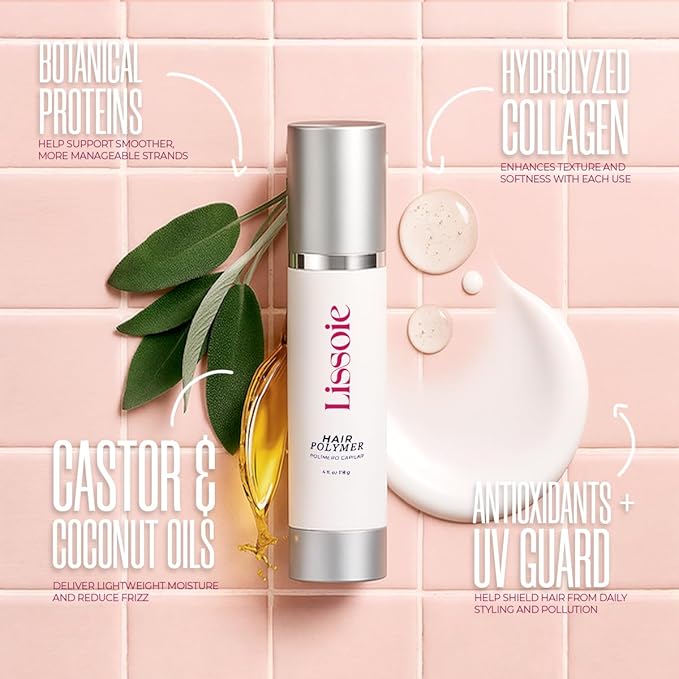 Hair Polymer Leave-In Treatment 4 fl oz – Keratin + Collagen + Ceramide NP/AP – Aloe & Argan Deep Hydration – 24 h Frizz Control – Heat Protectant Up to 450 °F – Paraben-Free, Cruelty-Free