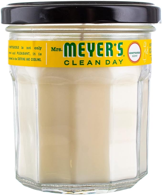 MRS. MEYER'S CLEAN DAY Aromatherapy Candle, 35 Hour Burn Time, Made with Soy Wax and Essential Oils, Honeysuckle, 7.2 Oz, Pack of 2