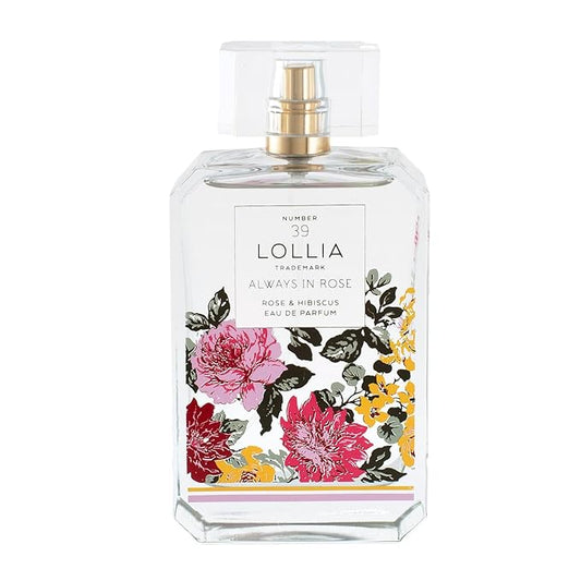 LOLLIA Always in Rose Eau de Parfum, 3.4 fl. oz., Rose & Hibiscus Beautifully Captivating Perfume for Women, Luxury Floral Scented Cologne Spray for Women