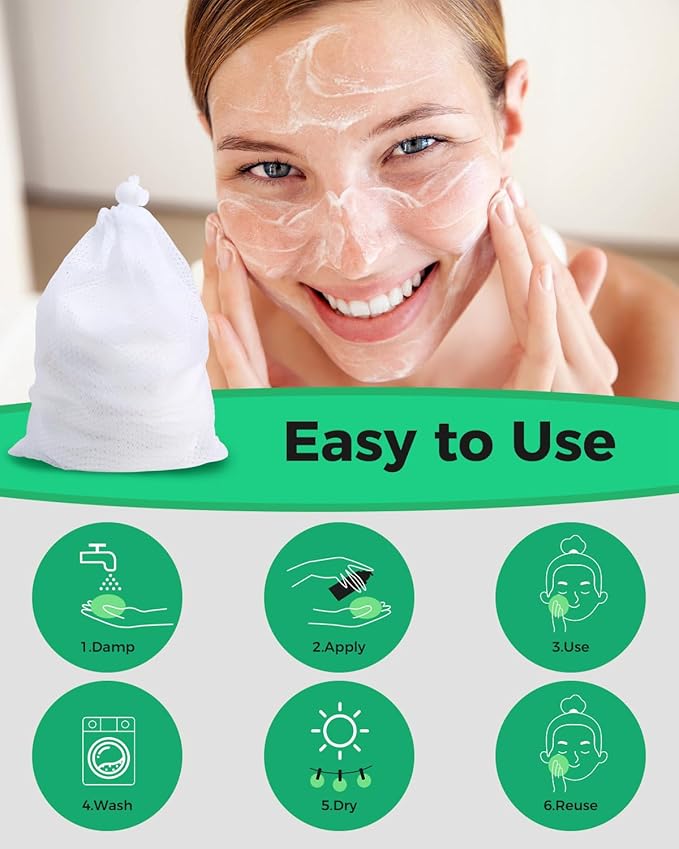 ProCIV Reusable Makeup Remover Pads, 18 Packs Washable Organic Bamboo Reusable Cotton Rounds for All Skin Types & Toner with Laundry Bag, Eco Friendly Zero Waste Reusable Cotton Pads for Woman (White)