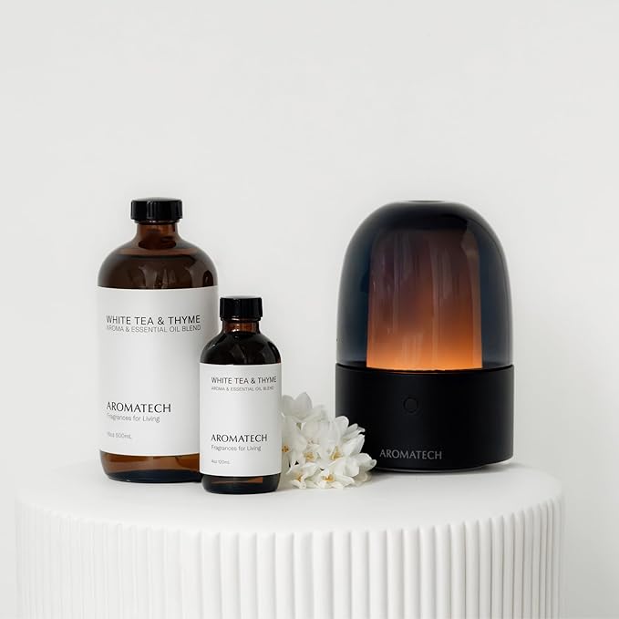 AromaTech White Tea and Thyme Aroma Essential Oil Blend: Luxury Hotel Inspired Aromatherapy with Tea Leaf, Fresh Thyme & Amber for Ultrasonic Diffusers & Nebulizers - 0.3 fl oz, 10 mL