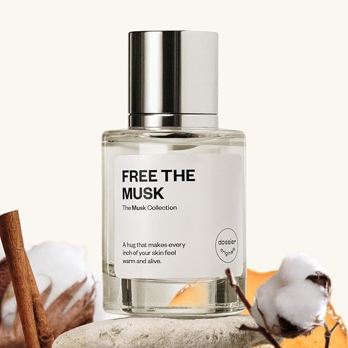 Dossier Free The Musk - Eau de Parfum for All - 50ml / 1.7oz - Clean Skin Musk Fragrance with Ambrette, Jasmine & Cedarwood - Genderless, Vegan, Long-Lasting Perfume
