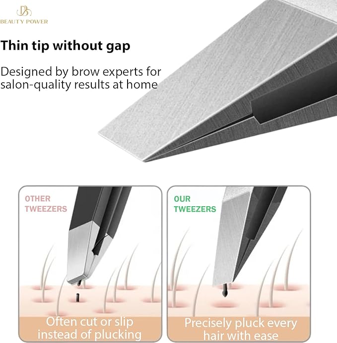 Ultra-Precision Professional Slant Tweezers for Women Facial Hair - German Stainless Steel, Lightweight Black Tweezers for Women & Men, Ideal for Eyebrow & Facial Grooming (3 Matte Black)